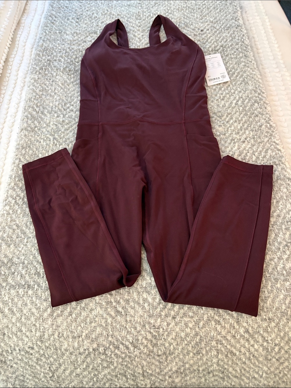 Athleta Burgundy Strappy One-Piece Jumpsuit
